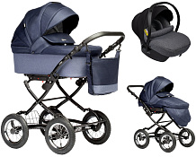 Детская коляска Indigo Barbara 21 Classic 3 в 1 с автокреслом Avionaut Cosmo Grey Ba01 синий