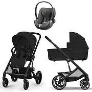 Коляска Cybex Balios S Lux BLK complete Cloud T Mirage Grey 3 в 1 Moon Black с дождевиками