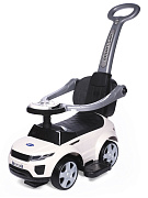 Детская каталка Baby Care Sport car с род-ой ручкой кожаное сиденье, рез-ые колеса Белый (White)