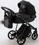 Детская коляска Adamex Porto 2 в 1 PO-PS37 (ЧЁРН.ТК+ЧЁРН.КОЖА)