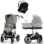 Коляска Cybex Talos S Lux SLV complete Aton S2 Moon Black 3 в 1 Stone Grey с дождевиками