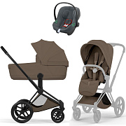 Коляска Cybex Priam V Matt Black Style Aton B2 Steel Grey 3 в 1 Coconut Brown