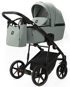 Детская коляска Adamex Mobi Deluxe New 3 в 1 MN-SA20 СЕРО-ЗЕЛЕНАЯ КОЖА