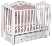 Детская кроватка Антел Karolina 555 мягкая спинка, универсальный маятник с ящиком белый