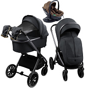 Детская коляска AmaroBaby Genius 4 в 1 с автокреслом Rant Miro Moca и базой серый