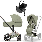 Коляска Cybex Priam V Rosegold Style Cloud T Sepia Black Plus Base T 4 в 1 Sage Green