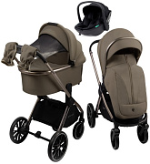 Детская коляска AmaroBaby Genius 3 в 1 с автокреслом Rant Miro Black коричневый