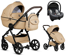Детская коляска Tutis Uno 5 Plus Leather collection 3 в 1 с автокреслом Elo Lux EduSky Grey 1402167 Caramel