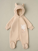 Комбинезон Little Star Мишка Малыш с отстегивающимся капюшоном футер с начесом 823015 (ЧЗ-мз) светло-бежевый 74