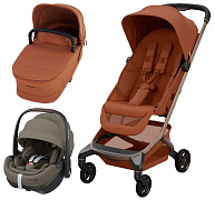 Детская коляска Maxi-Cosi Fame Cabin 3 в 1 с автокреслом Pebble 360 Pro Twillic Truffle Copper Terra/терракотовый