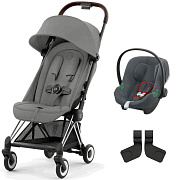 Коляска Cybex Coya Chrome Frame Aton B2 i-Size Steel Grey 2 в 1 Mirage Grey с дождевиком