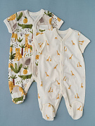 Комбинезон Little Star на кнопках короткий рукав 2 шт. 7062 сафари и жирафы, крем 62