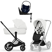 Коляска Cybex Priam V Matt Black Style Cloud T Rebellious Luxury Denim Blue Base T 4 в 1 Off White
