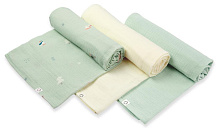 Пелёнки муслиновые Buba Kids, 3 шт, 75х75 см BKMUSSW44 Северный лес/ сливочный/ морская пена