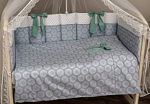 Комплект в кроватку Lappetti Ривьера для прямоугольной кроватки 6 предметов голубой