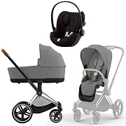 Коляска Cybex Priam IV Chrome Brown complete и автокресло Cloud G i-Size Magic Black 3 в 1 Mirage Grey