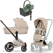 Коляска Cybex Priam V Rosegold Style Cloud T Leaf Green Plus Base T 4 в 1 Cozy Beige