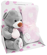 Детский плед Uviton Bear с игрушкой 0079 розовый