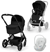 Коляска Cybex Balios S Lux Fold Cot BLK Cloud T Urban Mobility White 3 в 1 Moon Black с дождевиками