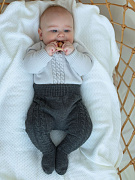 Комплект 2 пр. Little Star Henry джемпер-боди и ползунки вязаные 0035 св.серый-графит 56