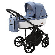 Детская коляска Adamex Amelia 2 в 1 AM239-TIP (ГОЛУБ.ДЖИНС.ТК.+БЕЛАЯ КОЖА)