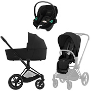 Коляска 3 в 1 Cybex Priam IV Matt Black complete и автокресло Aton S2 i-Size Moon Black Sepia Black