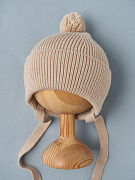 Шапочка вязаная с пом-поном Little Star Капитошка 0075 (ЧЗ-нк) бежевый лайт 36