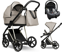Детская коляска Roan Sol Vintage Luxury 2.0 3 в 1 с автокреслом Tutis Elo Lux EduSky Grey VIN 06/HZ Hazel/Champagne/руч.Black