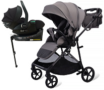 Прогулочная коляска Peppy Amici с автокреслом Jet Black и базой Grey серый, рама серая