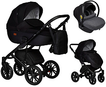 Детская коляска Indigo Mio S 3 в 1 с автокреслом Avionaut Cosmo Grey 02 черная кожа+черный