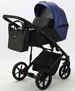 Детская коляска Adamex Mobi Deluxe 3 в 1 M-SD13 (СИНИЙ ПЕРЛ+ЧЕРНАЯ КОЖА)