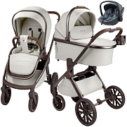 Детская коляска AmaroBaby Motus Premium Ecco Exclusive 3 в 1 с автокреслом Rant Miro Graphite молочный