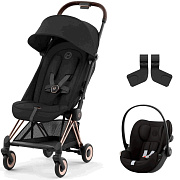 Коляска Cybex Coya Rosegold Frame Cloud G i-Size Magic Black 2 в 1 Sepia Black с дождевиком и бампером