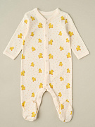 Комбинезон на кнопках Little Star Уточки интерлок 30032 (ЧЗ-мз) сливочный 74