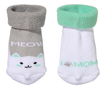 Набор носочков Uviton 2 пары махра Meow 0175 ЧЗ серый/мятный 56