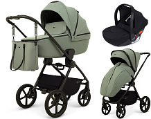 Детская коляска Rant Teo Soft 3 в 1 с автокреслом Cruise Black Olive