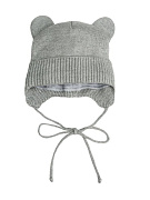 Шапочка вязаная AmaroBaby Pure Love Bear с подкладом ЧЗ серый 38