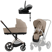 Коляска Cybex Priam IV Rosegold complete Cloud G3 Stone Grey Plus Base G3 4 в 1 Cozy Beige