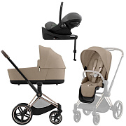 Коляска Cybex Priam IV Rosegold complete Cloud G Lava Grey Base G 3 в 1 Cozy Beige