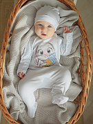 Комбинезон на молнии Little Star 0208 зайка с мороженым, белый 62