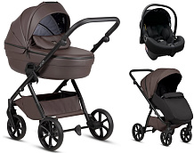 Детская коляска Tutis Uno 6 Plus Leather collection 3 в 1 с автокреслом Elo Lux EduSky Black 1602177 Cioccolata