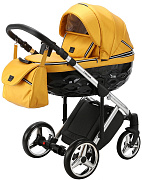 Детская коляска Adamex Chantal Special Edition Deluxe 3 в 1 C120 (ЖЕЛТО-ЗОЛОТ.КОЖА ХРОМ.РАМА)