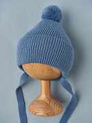 Шапочка вязаная с пом-поном Little Star Капитошка 0075 (ЧЗ-нк) индиго 36