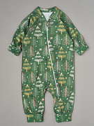 Комбинезон растущий на молнии Little Star интерлок 13016 (мз) елочки со звездочками на зеленом, зеленый 68
