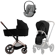 Коляска Cybex Priam IV Rosegold complete Cloud G3 Stone Grey Plus 3 в 1 Sepia Black