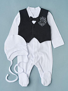 Комплект Little Star для мальчика интерлок 31166 (ЧЗ-мз) белый/графит 62