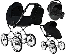 Детская коляска Roan Bass Next Classic d14 2.0 3 в 1 с автокреслом Pituso Baesa Pro Black BSNC/95/2 Caviar/Black/руч.Cappuccino