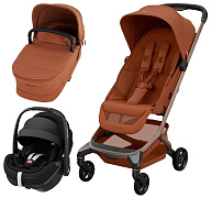 Детская коляска Maxi-Cosi Fame Cabin 3 в 1 с автокреслом Pebble 360 Pro Twillic Black Copper Terra/терракотовый