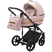 Детская коляска Adamex Rimini Deluxe 3 в 1 RI244 РОЗОВ.КОЖА+ ЗОЛОТО.ОТДЕЛКА