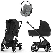 Коляска Cybex Talos S Lux BLK Cloud G3 Stone Grey Plus 3 в 1 Moon Black с дождевиками